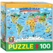 Illustrated World Map Pussel 100 bitar